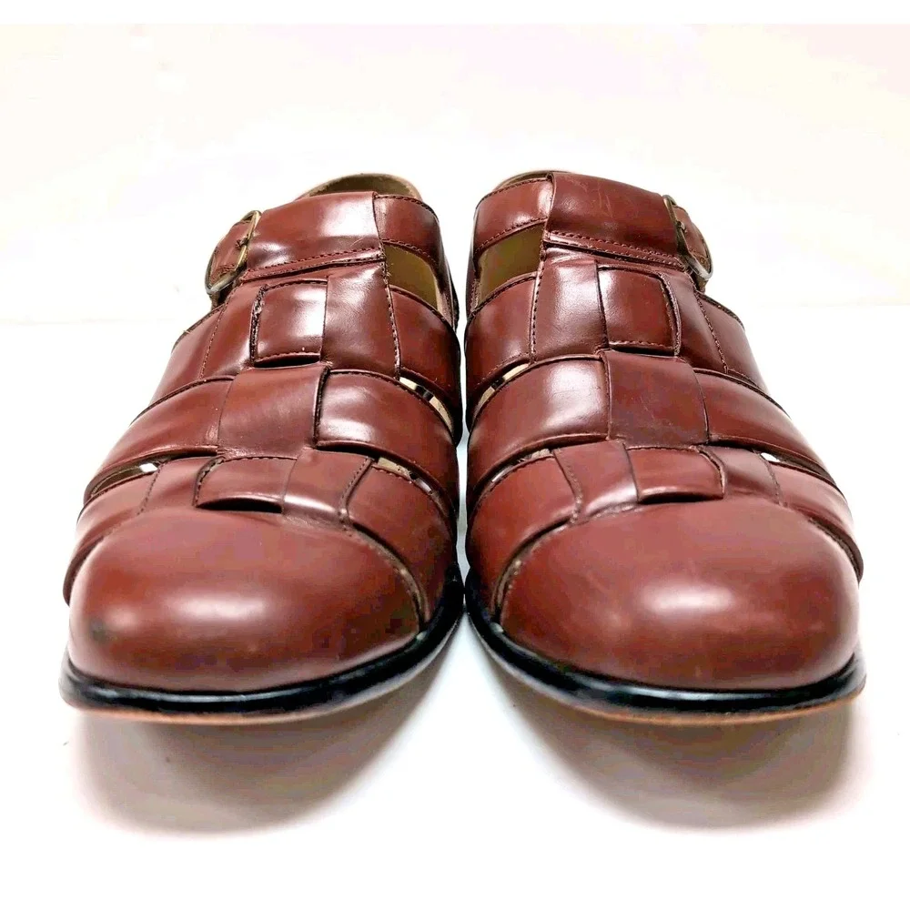 Stafford Woven Leather Fisherman Sandals Mens 13 Brown Closed‎ Toe Buckle Brazil